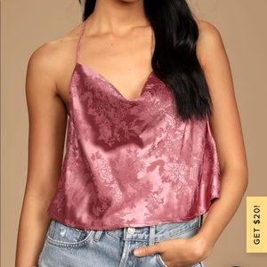 Lulus Satin Cowl Neck Cami Top